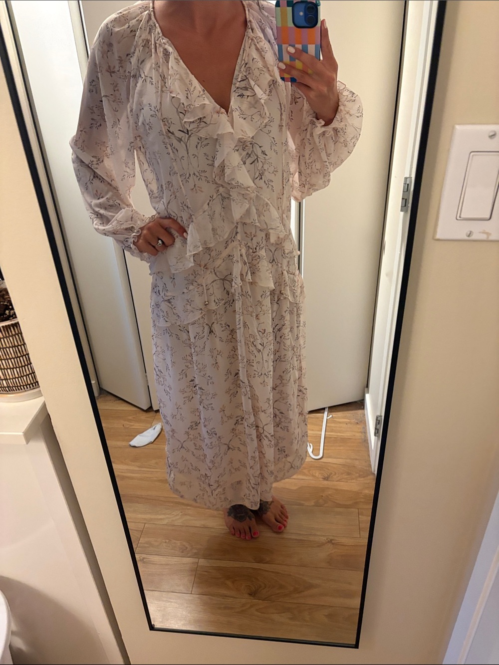 H&M Pale Pink Floral Chiffon Dress